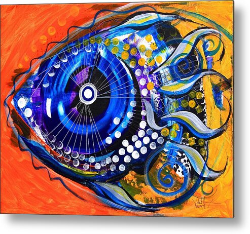 Fish Metal Print featuring the painting Tenured Acrimonious Fish by J Vincent Scarpace