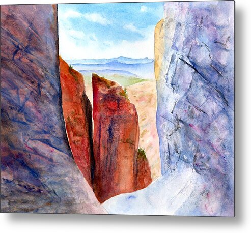 Big Bend Metal Print featuring the painting Texas Big Bend Window Trail Pour Off by Carlin Blahnik CarlinArtWatercolor