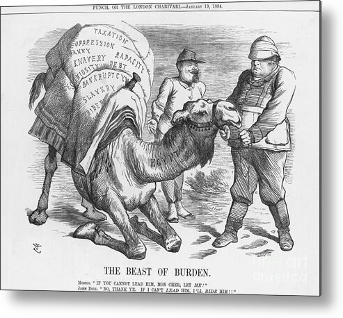 Engraving Metal Print featuring the drawing The Beast Of Burden, 1884. Artist by Print Collector