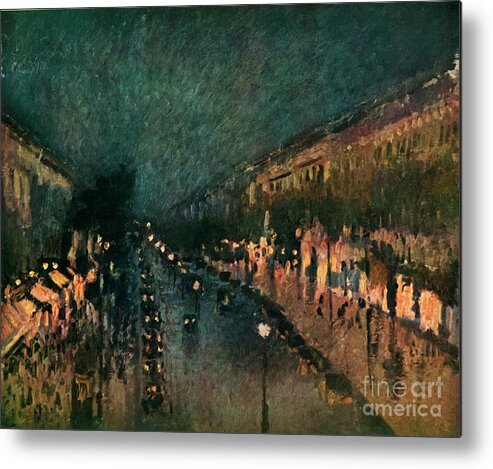 Art Metal Print featuring the drawing The Boulevard Montmartre At Night by Print Collector