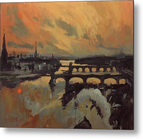 Maastricht Metal Print featuring the painting The bridges of Maastricht by Nop Briex