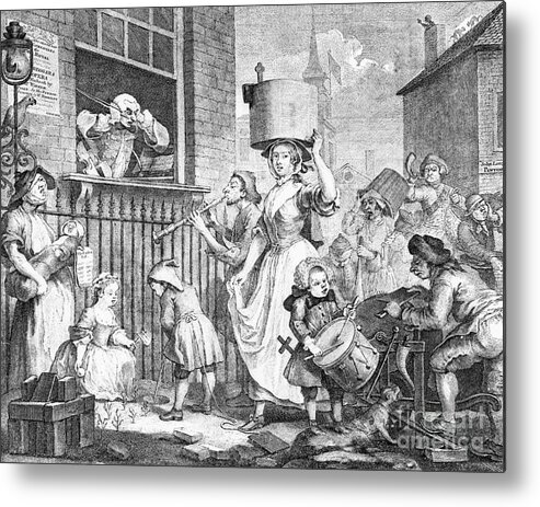 Engraving Metal Print featuring the photograph The Enraged Musician By William Hogarth by Bettmann