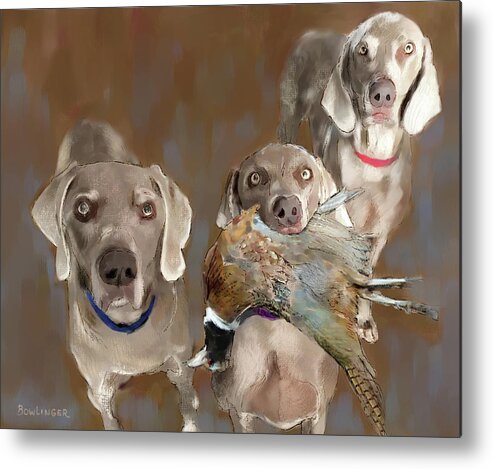 Figure Metal Print featuring the digital art The Hunting Dogs by Scott Bowlinger