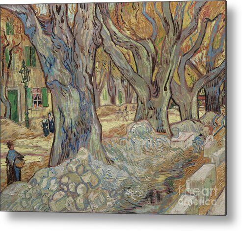 Road Menders Metal Print featuring the painting The Large Plane Trees, or Road Menders at Saint Remy, 1889 by Vincent Van Gogh