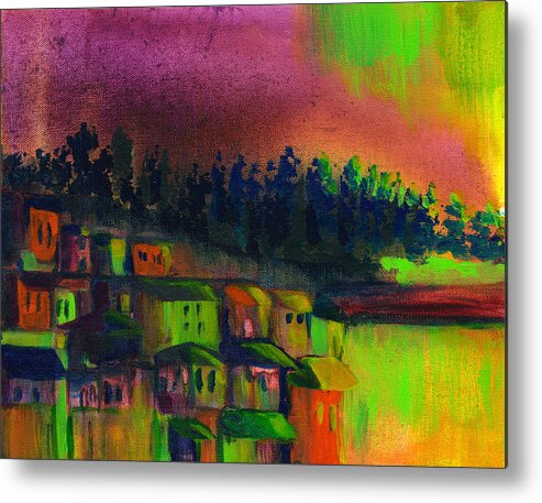 City Metal Print featuring the painting The Neighborhood by Frank Bright