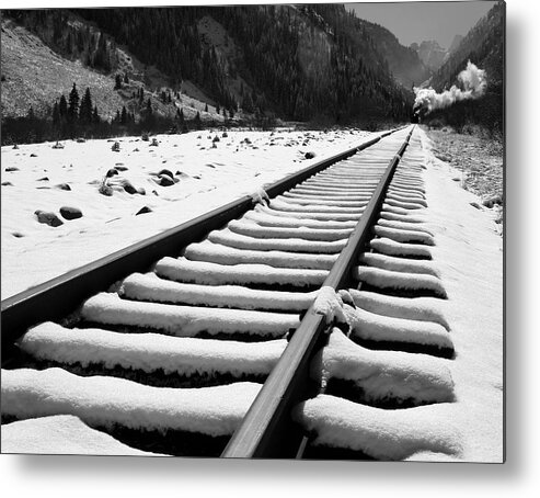 Train Metal Print featuring the photograph The Steam Train in Snow by Jonathan Thompson