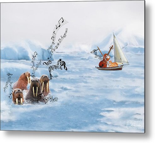 Walrus Metal Print featuring the mixed media The Walrus Choir by Colleen Taylor