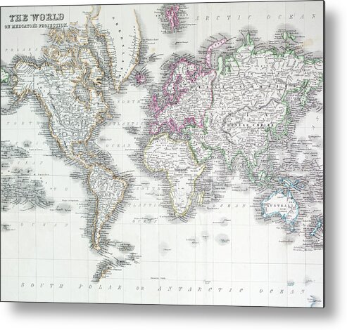 Styles Metal Print featuring the digital art The World On Mercators Projection by Andrew howe