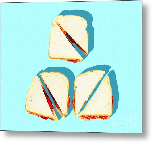 Wingsdomain Metal Print featuring the photograph Three Peanut Butter and Jelly Sandwiches Breakfast of Champions Pop Art 20180925 by Wingsdomain Art and Photography