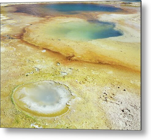 West Thumb Geyser Basin Metal Print featuring the photograph Thumb Geyser, Yellowstone National by Peter Haigh