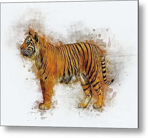 Tiger Metal Print featuring the digital art Tiger by Ian Mitchell