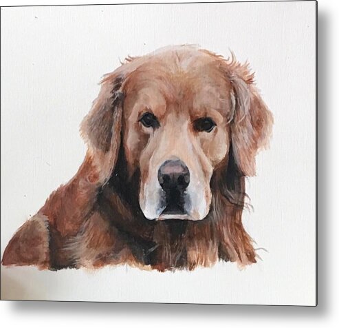 Golden Retriever Metal Print featuring the painting Toby by Averi Iris