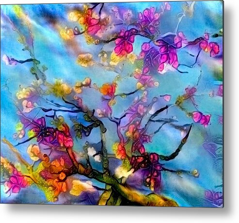 Grass Metal Print featuring the painting Trees in bloom by Bruce Rolff