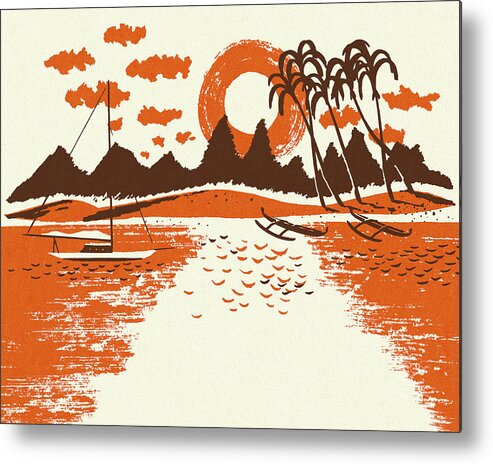 Beach Metal Print featuring the drawing Tropical Setting by CSA Images