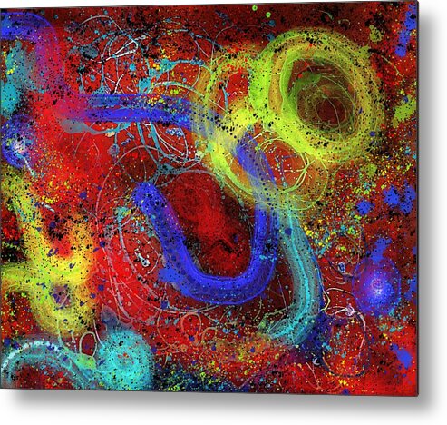 Modern Abstract Art Metal Print featuring the painting Under The Sea Digital Addition2 by Joan Stratton