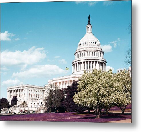 Colorful Metal Print featuring the painting U.S. Capitol Building, Washington D.C. Original image from Carol M. Highsmith v3 by Celestial Images