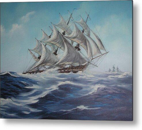 Uss Constellation Metal Print featuring the painting USS Constellation by Teresa Trotter