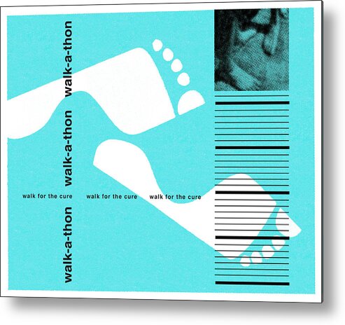 Blue Background Metal Poster featuring the drawing Walkathon Footprints by CSA Images