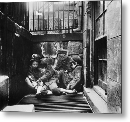 Child Metal Print featuring the photograph Warm Friends by Jacob A. Riis