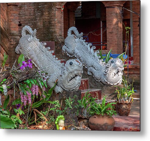 Scenic Metal Print featuring the photograph Wat Lok Molee King Mengrai Wihan Makara Guardians DTHCM2560 by Gerry Gantt