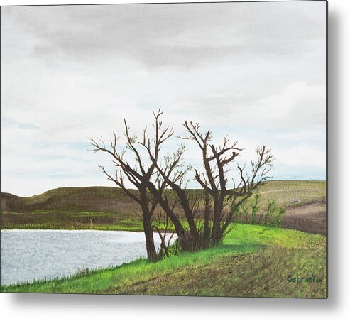 Trees Metal Print featuring the painting Watering Hole by Gabrielle Munoz