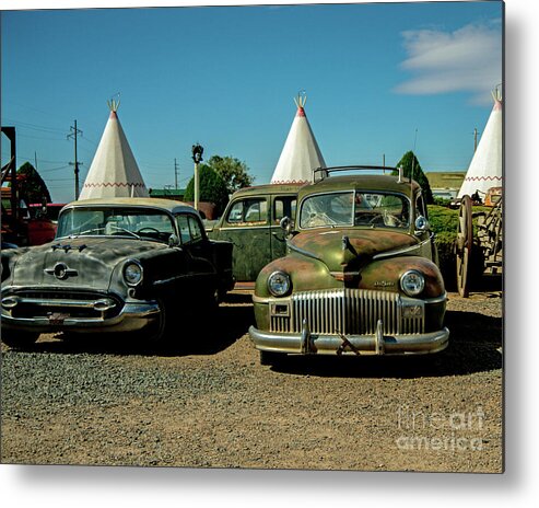 Wigwam Motel Metal Print featuring the photograph Wigwam Relics by Stephen Whalen