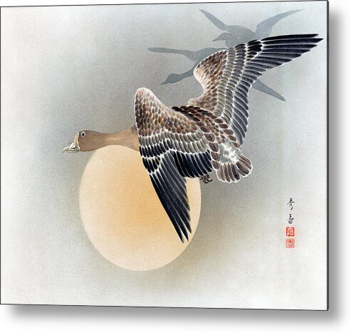 Shuko Metal Print featuring the painting Wild Geese by Shuko