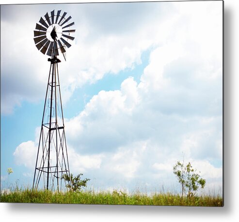 Environmental Conservation Metal Print featuring the photograph Wind Turbine In Field by Thomas Northcut