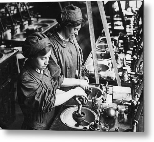 Working Metal Print featuring the photograph Women War Workers by Topical Press Agency