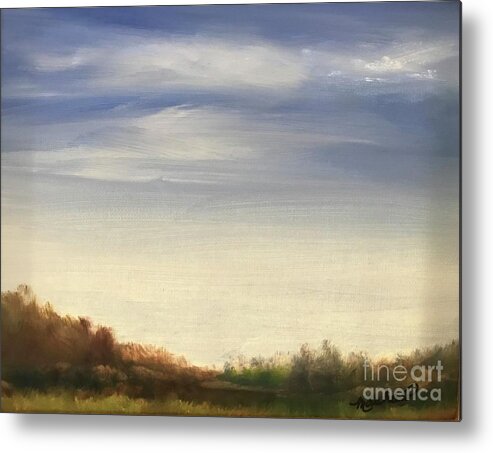 Blue Sky Landscape Metal Print featuring the painting Blue Sky by Sheila Mashaw