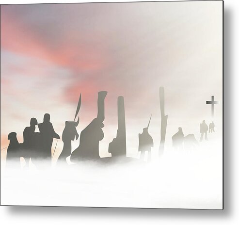 Soldiers Metal Print featuring the mixed media Christian Soldiers in the Sky #1 by Bob Pardue