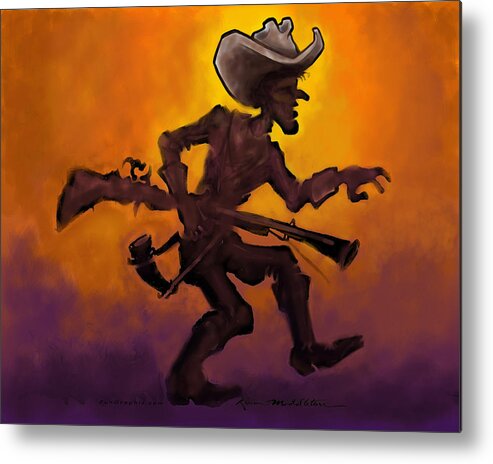 Cowboy Metal Print featuring the digital art Cowboy at Sunset #1 by Kevin Middleton
