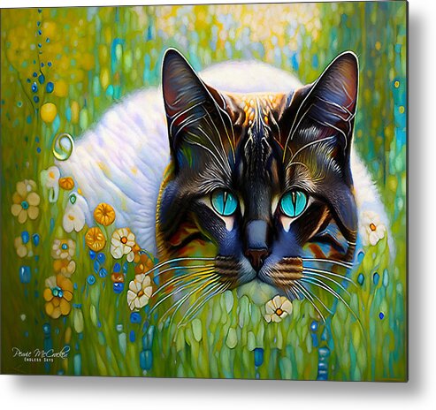 Cat Metal Print featuring the mixed media I See You by Pennie McCracken