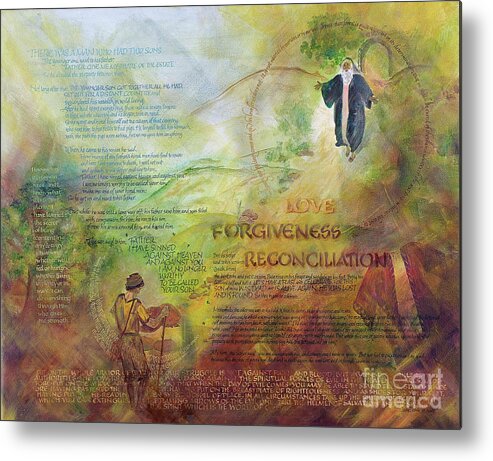 Ephesians 6 Metal Print featuring the painting Love Forgiveness Reconciliation no border by Judy Dodds