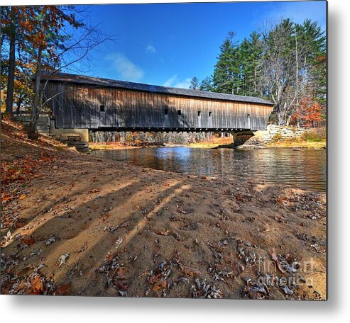 Fryeburg Maine Metal Print featuring the photograph Maine Covered Bridge by Steve Brown