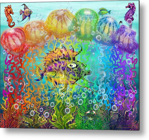 Rainbow Metal Print featuring the digital art Rainbow Tentacles by Kevin Middleton