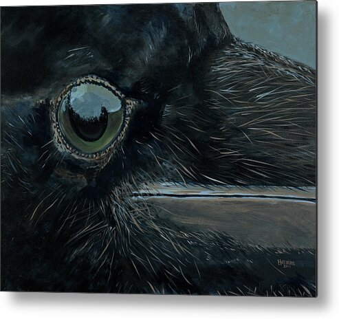 Raven Metal Print featuring the painting Raven's Eye #1 by Les Herman
