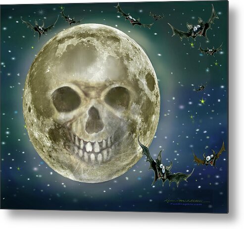 Skull Metal Print featuring the digital art Skull Moon #1 by Kevin Middleton