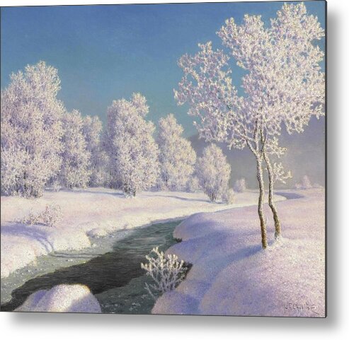 Choultse Metal Print featuring the painting Winter morning in Engadine by Ivan Fedorovich Choultse