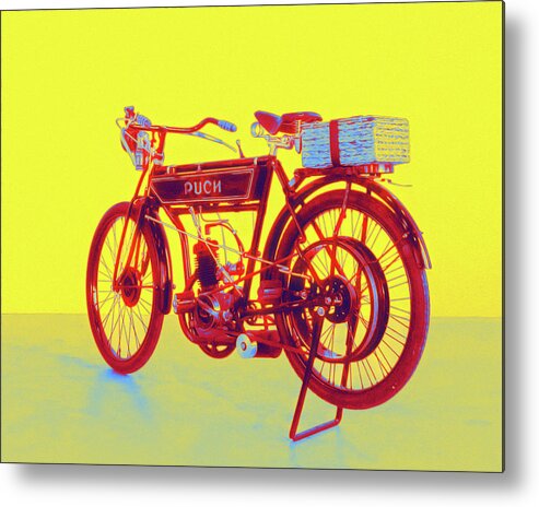 1910 1923 Puch Lm 2 - Neon Colored Metal Print featuring the digital art 1910 1923 Puch LM 2 - Neon Colored by Celestial Images