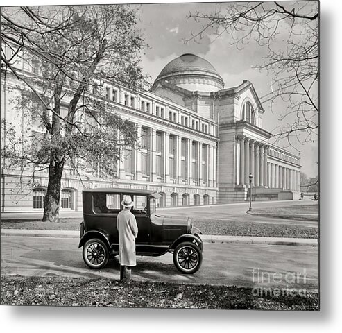 Washington Dc Metal Print featuring the photograph 1920s Vehicle in Washington DC by Retrographs