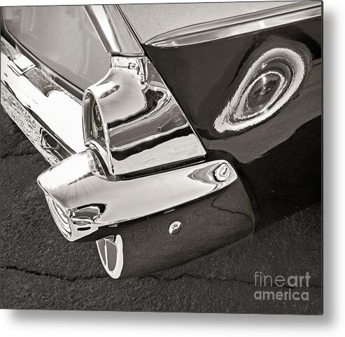 Aerodynamic Metal Print featuring the photograph 1957 Chevy Chrome Reflections by Martin Konopacki