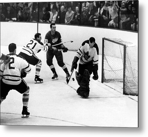 People Metal Print featuring the photograph 1964 Stanley Cup Finals - Game 6: Toronto Maple Leafs v Detroit Red Wings by B Bennett