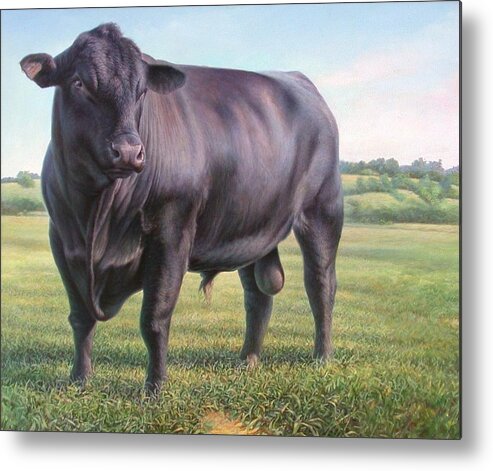 Angus Bull Metal Print featuring the painting Angus Bull by Hans Droog