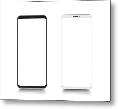 Bulgaria Metal Print featuring the drawing Smartphone. Mobile phone Template. Telephone. Realistic vector illustration of Digital devices #2 by Mikimad