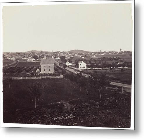 Formerly Attributed To Mathew B. Brady Wagon And Unidentified Union Army Tented Encampment In Distance Metal Print featuring the painting formerly attributed to MATHEW B. BRADY Wagon and Unidentified Union Army Tented Encampment in Distan by MotionAge Designs