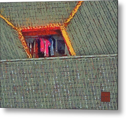 Abstract Metal Print featuring the mixed media 294 Architectural Pattern, Roof Courtyard Laundry, Wuhan, China by Richard Neuman Architectural Gifts