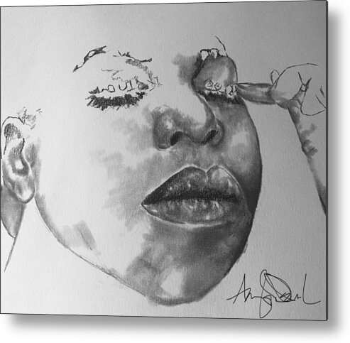  Metal Print featuring the drawing Nina #3 by Angie ONeal