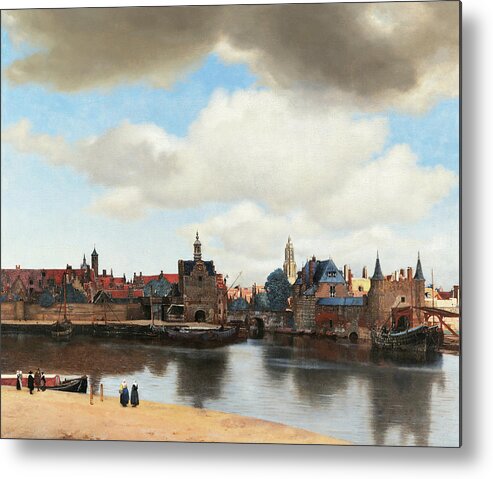 View Of Delft Metal Print featuring the painting View of Delft #3 by Johannes Vermeer