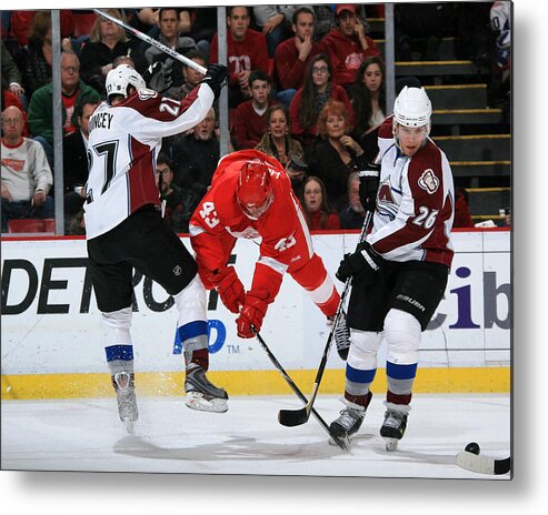 People Metal Print featuring the photograph Colorado Avalanche v Detroit Red Wings #34 by Dave Reginek